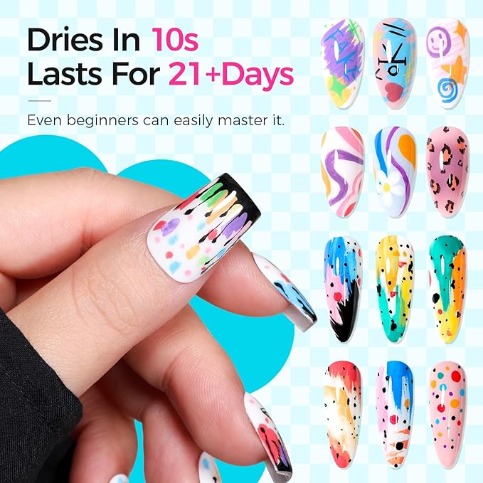 6 Color 3D Nail Art Pens Set, 0.7MM Nail Polish Pens Quick-Drying Acrylic Paint Markers, DIY Nail Design for Dotting Drawing Painting Liner, Home & Salon Manicure Tools Halloween Beginners Gifts