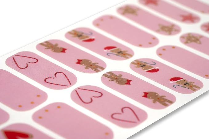 | 20 Exquisite Gel Nail Polish Strips w/Application Accessories - No UV/LED Lamp Required (Holiday | Ginger Bread & Gold)