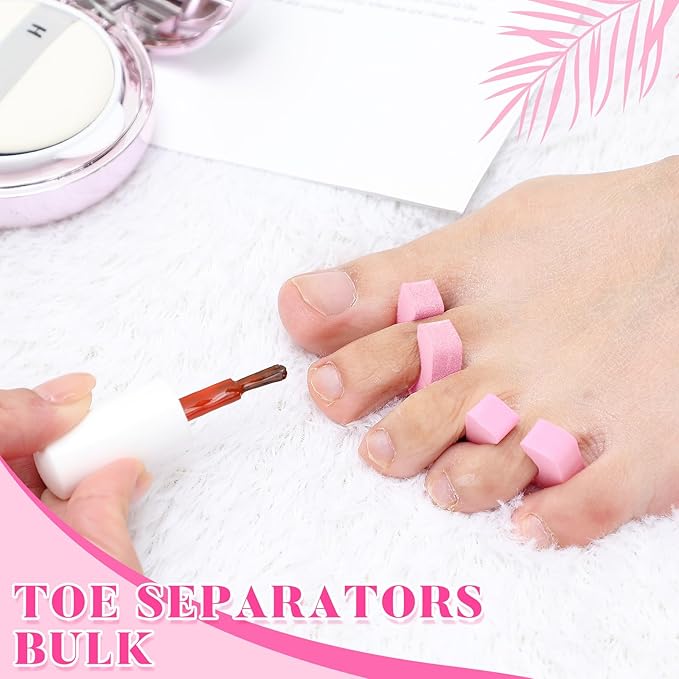 Mumufy 1000 Pcs Individual Toe Separators Bulk Soft Foam Comfortable Pedicure Toe Separators Dividers for Women Men Art Manicure Feet Nail Polish Painting Spa(Pink)