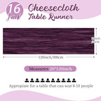 16 Pack Dark Purple Cheesecloth Table Runners 20x120 Inch Gauze Table Runner - Image 2