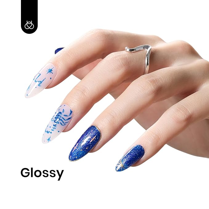 Beetles Glitter Gel Nail Polish, Blue Gel Polish Dark Purple Blue Color Gel Polish Soak Off Gel Nail Art Salon Nail Art DIY Home Nails Gifts for Women Women Manicure, 1 Pcs 15ml