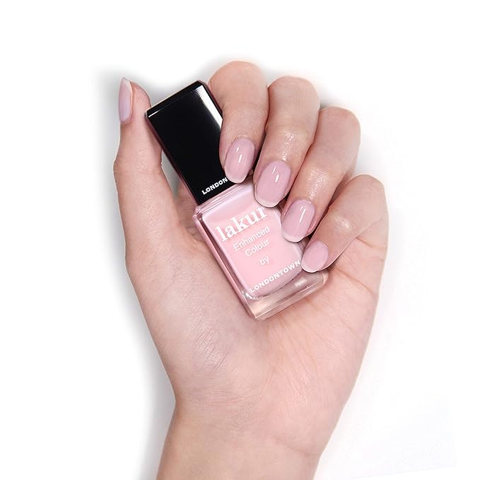 LONDONTOWN lakur Nail Polish - Chip-Resistant, Non-Toxic, Conditions & Hydrates Nails | Glossy Soft Sheer Pink, Invisible Crown, .40 fl oz