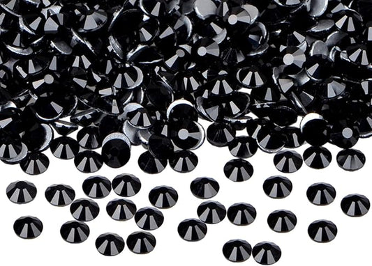 1440PCS Art Nail Rhinestones Non Hotfix Glue Fix Round Crystals Glass Flatback for DIY Jewelry Making with one Picking Pen (ss12 1440pcs, Jet Black)