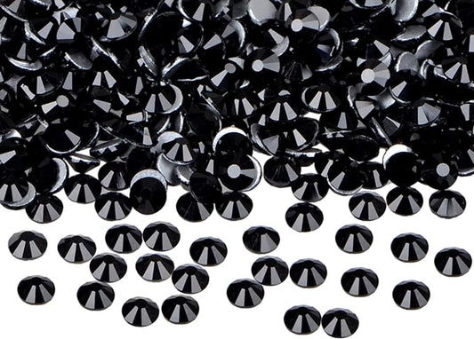 2880PCS Art Nail Rhinestones Non Hotfix Glue Fix Round Crystals Glass Flatback for DIY Jewelry Making with one Picking Pen (ss8 2880PCS, Jet Black)