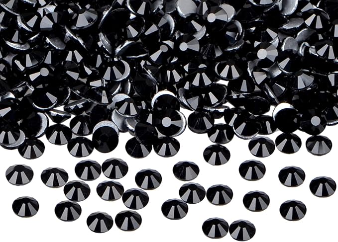 2880PCS Art Nail Rhinestones Non Hotfix Glue Fix Round Crystals Glass Flatback for DIY Jewelry Making with one Picking Pen (ss4 2880PCS, Jet Black)