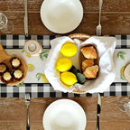 Black Buffalo Check Summer Table Runner 72 Inch, Lemon Vase Spring Farmhouse - Image 3