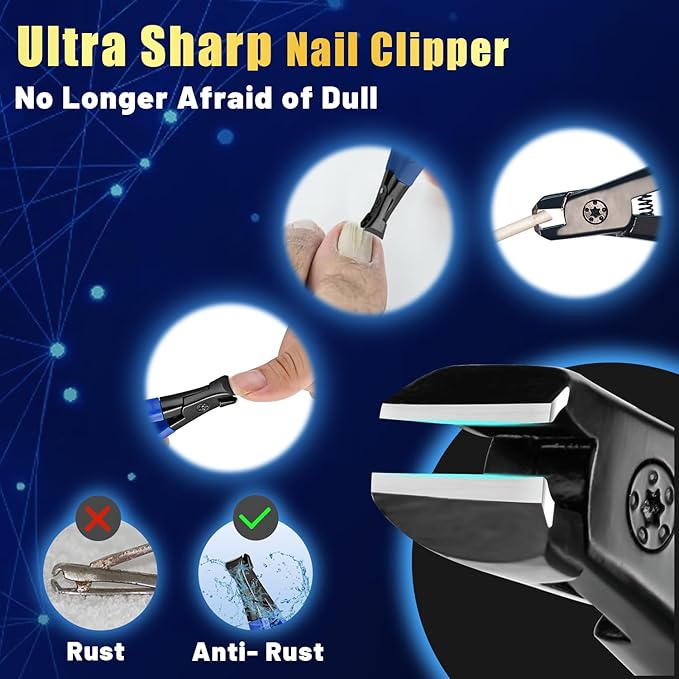 Professional Ultra Sharp Nail Clippers for Thick Finger & Toenails - Long Handle, Suitable for Men, Women & Seniors