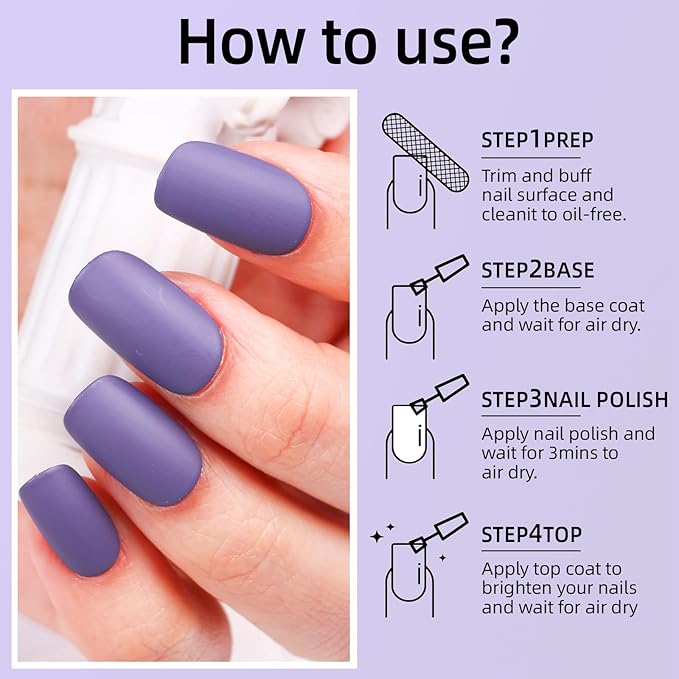 Matte Nail Polish Air Dry Nail Lacquer for Nail Art Varnish, Mist Effect Matte Finish Velvet Nail Polish, 0.35 fl oz (Dusty Blue-06, 10 ML)