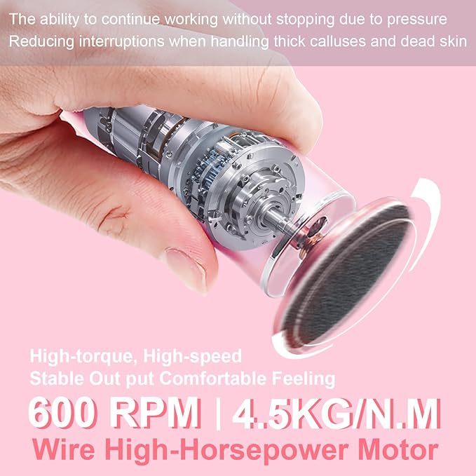 Electric Foot Callus Remover - Callus Remover for Feet,Professional Pedicure Tool for Dead Skin and Calluses,Adjustable Speed Foot File with 60 Pcs Sandpaper Discs - Pink