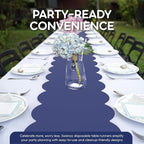 Navy Blue Scallop Table Runner, Disposable Plastic, 5 Pack - Image 3