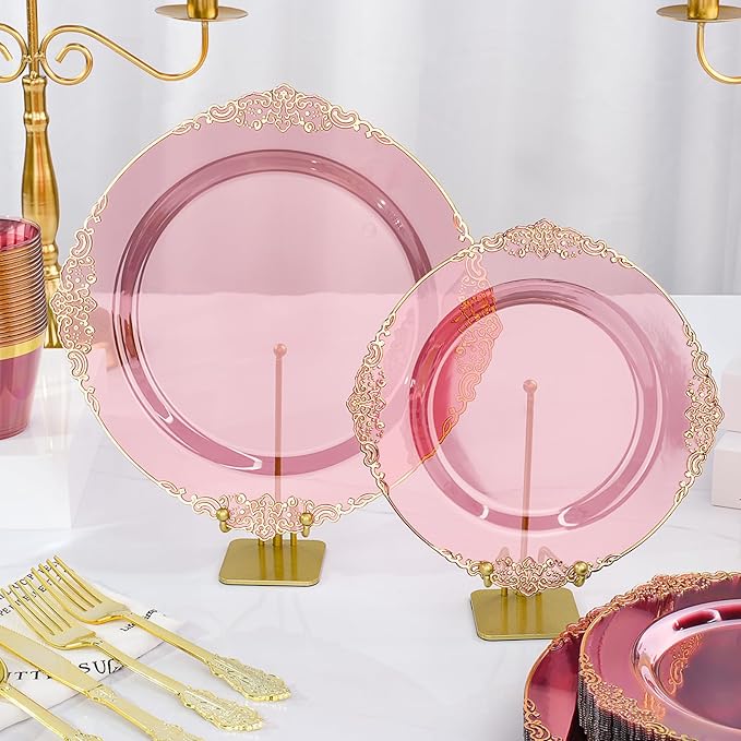 Bestluck 350PCS Burgundy Disposable Dinnerware - Image 4