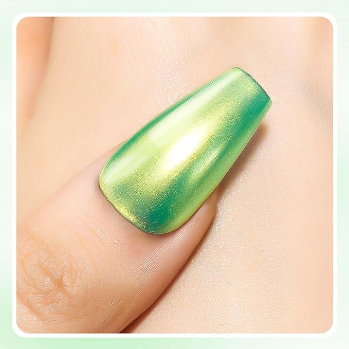 MIZHSE Quick Dry Nail Polish, Aurora Green Nail Polish Air Dry Fast, 15ml/0.5 fl oz Regular Shiny Glossy Oil-based Shimmery Nail Lacquer Non-Gel Nail Art Salon Manicure Home DIY
