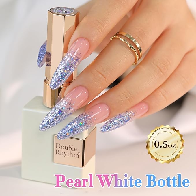 Double Rhythm 0.5Oz Glitter Gel Polish Shimmer Reflective Color for Nail Art Salon DIY Soak Off 15ml Nail Lamp Gel Polish at Home (Blue Purple-B1056)
