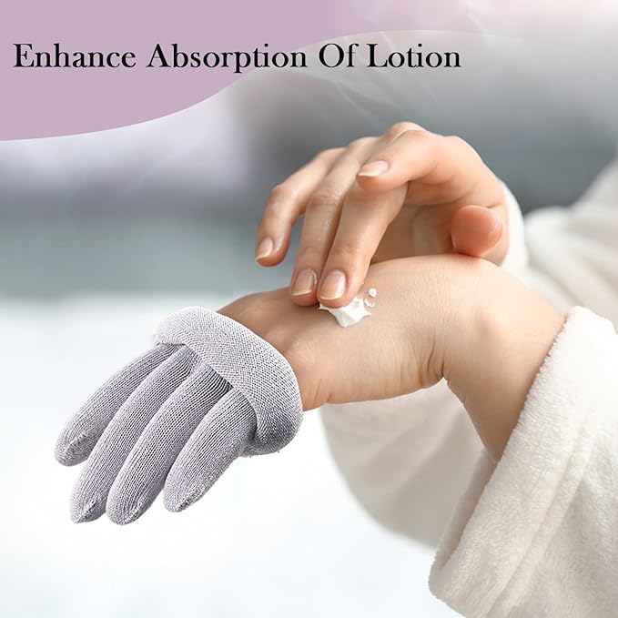 MIG4U Moisturizing Beauty Gloves Touchscreen Overnight Sleeping Glove for Women Dry Hands, Nighttime Lotion, Eczema, SPA, Cosmetic Treatment, Grey Purple 3 Pairs Size L/XL