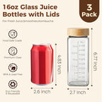 16 oz Square Glass Juice Bottles - Image 2