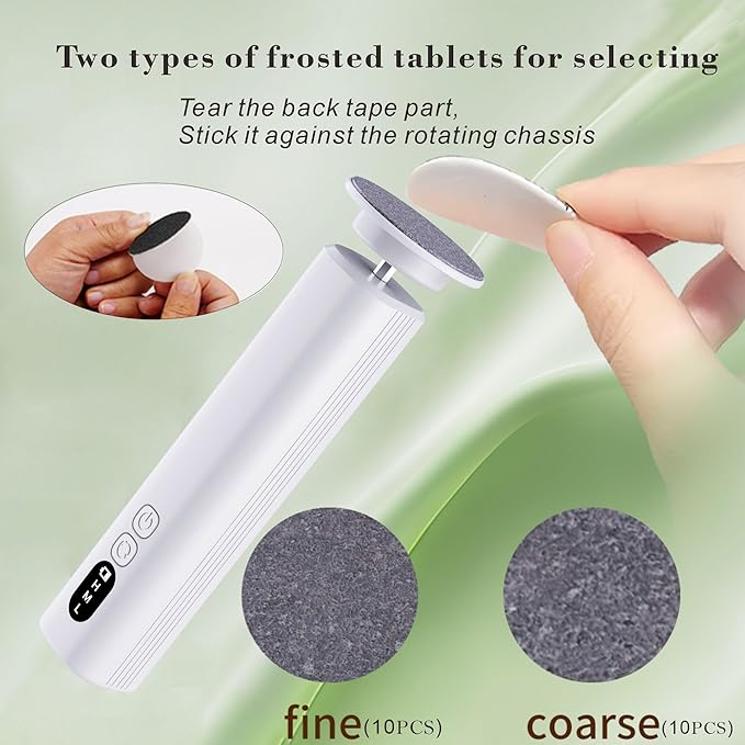 Cordless Electric Foot File Callus Remover - 6-Speed Heel Scraper for Cracked Heels,Painless Dead Skin Remover for feet, Rechargeable Foot Grinder Professional Pedicure Tools Kits for feet (White)