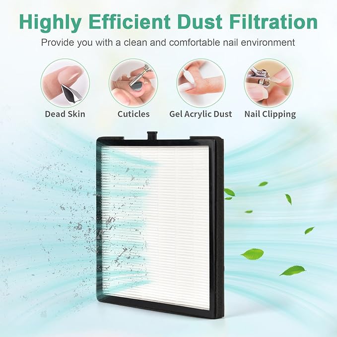 2Pcs Nail Dust Collector Filter Powerful Nail Dust Collector Filters for Nail Dust Collector Vacuum Fan No-Spilling Nail Dust Collector Replacement Filters