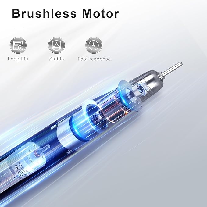 2-in-1 Brushless Nail Drill, AZ GOGO 35000RPM Professional Salon Electric Cordless Nail File Rechargeable Portable Nail Drill Machine for Gel/Acrylic Nails (Black)