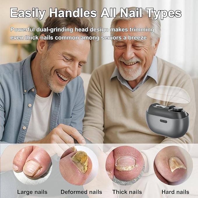 Easyclip Smart Nail Clipper,Fanyil 3 in 1 Easy Clip Electric Nail Clippers for Seniors,Designed for Extra Hard/Thick Hands Feet Nails,Polishing Clipper with Light (7-14 Day delivery)