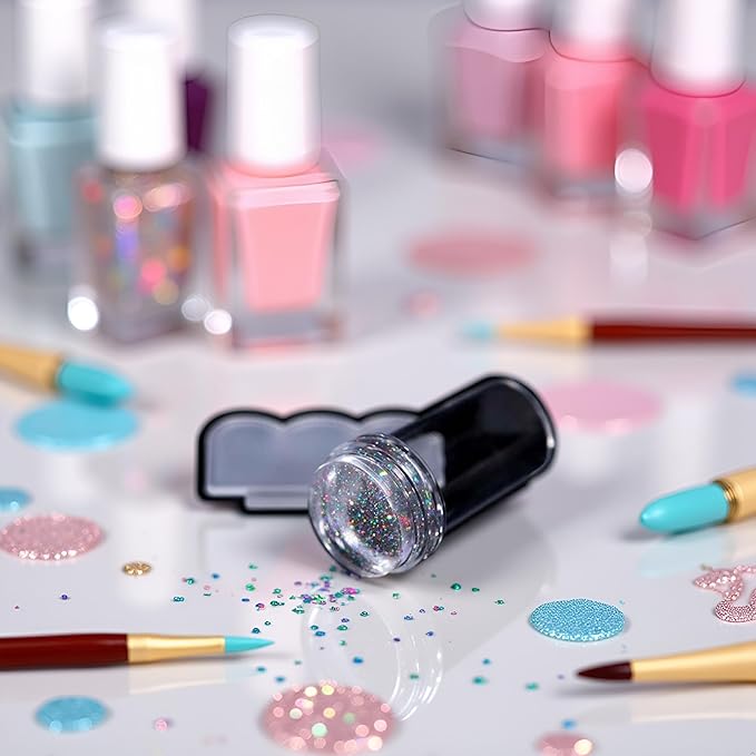 Nail Seal Stamp Silicone Stamper Nail Transfer Print Scraper Plate Transparent Nail Stamper Nail Seal Stamp Manicure Beauty Nail Tool, Nail Art and Polish