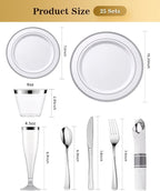 200 PCS Silver Dinnerware Set, Party Plastic Plates - Image 2