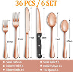 36 Pcs Rose Gold Silverware Set - Image 2
