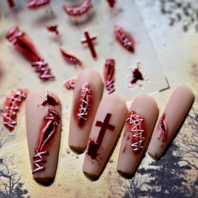 2pcs Halloween Nail Stickers for Art Gothic Punk Nail Stickers