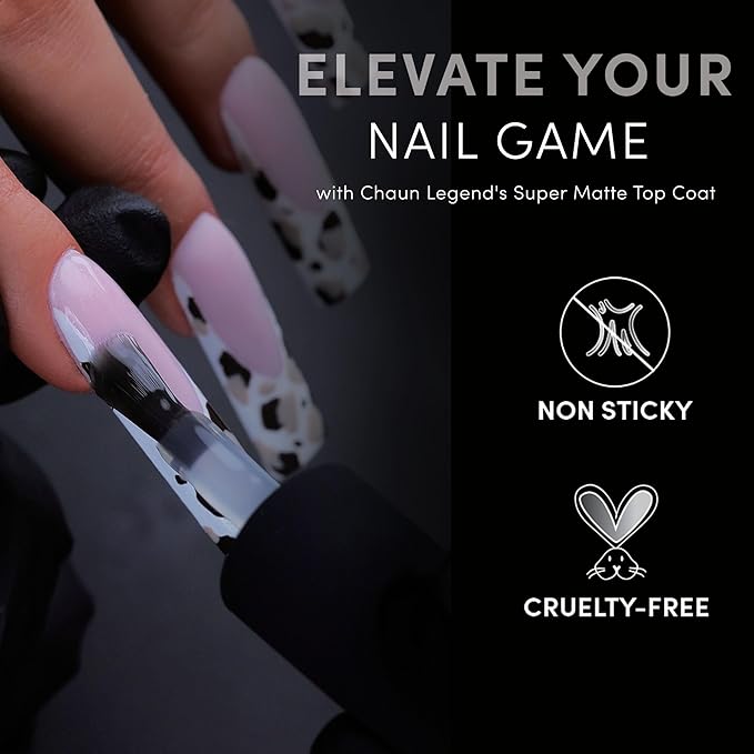 CHAUN LEGEND Velvet Matte Top Coat | Ultra Matte Finish, Non-Wipe Formula | 15 ml