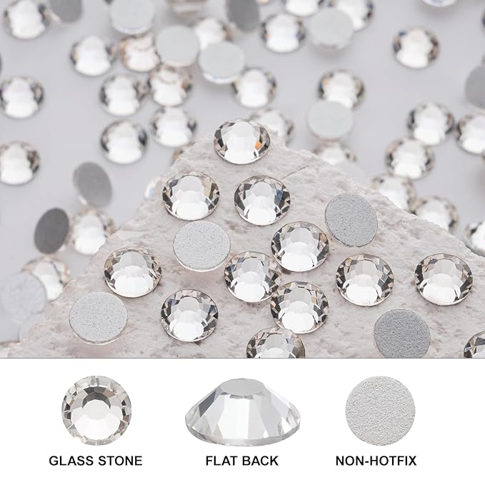 Novani 3000pcs Crystal Clear Rhinestones Flat Back Rhinestone Glass Diamonds Round Gems for Nail Art and Crafting Decorations,SS16,3.8-4.0mm