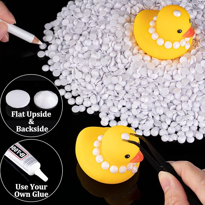 2000pcs 6mm Resin Rhinestones Bulk, White Flatback Round Jelly Rhinestones Bedazzling Non Hotfix Crystal Gems Large Quantity Wholesale for DIY Crafts Clothes Bottles Tumblers Face Makeup Manicure