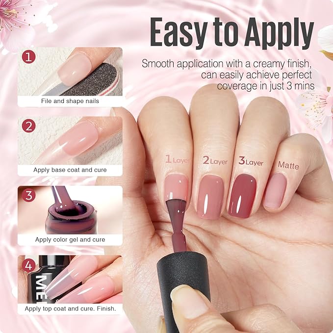 MEFA Jelly Gel Nail Polish Set, 12 Colors Jelly Red Glitter Nail Polish Set Nude Pink Milky White Nail Polish Gel Neutral Transparent Sheer Red Gel Nail Gifts for Women Girl DIY Salon Home Manicure