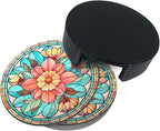 Floral Coasters For Drinks, Floral Decor Bar Drink Coasters For Coffee Table - Image 3