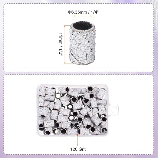 HARFINGTON 100pcs Small Sanding Bands 120 Grit for Nail Drill Bits Mini Sanding Band for Nails Gel Manicures White