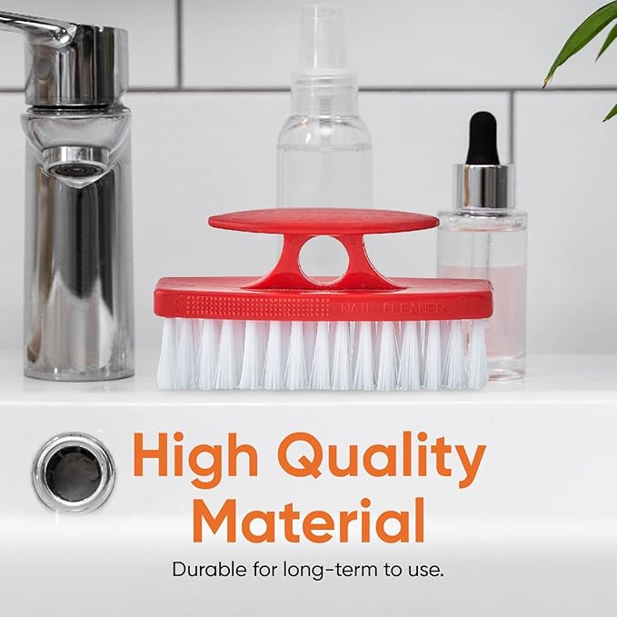 Nail Brush for Cleaning Fingernails, Nail Scrubber Brush, Toe Foot Hands Fingernail Brush Cleaner- Small Scrub Brush- All-Purpose Stiff Cleaning Brush (12 Pack, Red)
