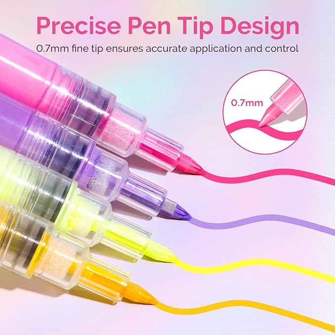 MelodySusie Nail Art Pens Set, 12 Colors 0.7MM Nail Polish Pens for Nail Art, Nail Dotting Tool, Drawing Pen for Nail Design, Manicure Nail Pens for Salon and DIY at Home