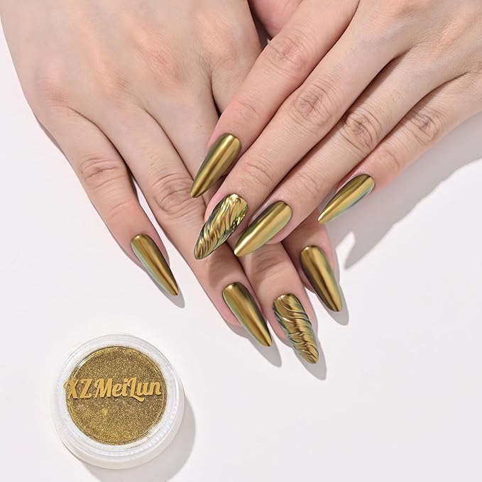 Chameleon Chrome Nail Powder, Big-Capacity 0.8g Aurora Green Turns Orange Mermaid Aurora Powder Pigment Pearlescent Nail Art Glitter Decoration, Can mixed With Builder Gel Nail Polish For Use