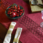 ARTABLE Burgundy Rectangle Fabric Table Runner Finished Edge 16 x 120 Inch | - Image 5
