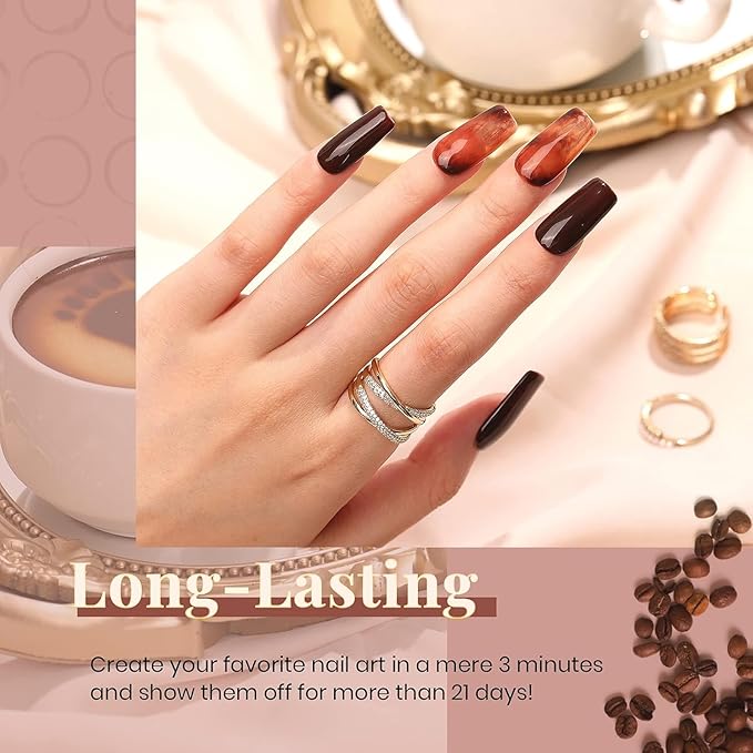 Beetles Winter Gel Polish Colors Brown Beige Mauve Pink Nude White Neutral 6 Colors Gel Nail Polish Set for Nail Art Manicure Soak Off Uv LED Nail Lamp Needed Gifts for Women Coffee Time