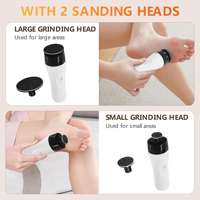Electric Foot Callus Remover Rechargeable, High Speed Foot Sander, Powerful Portable Electric Foot File Pedicure Tools for Women Men Dead, Hard Cracked Dry Skin (White)