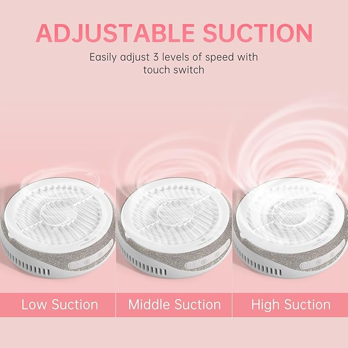 Nail Dust Collector, Cordless Dust Collector Nail Tech, Powerful Vacuum Fan Vent Dust Collector Extractor Dust Suction Machine for Acrylic Nails Polishing, Nail Salon&Home, white