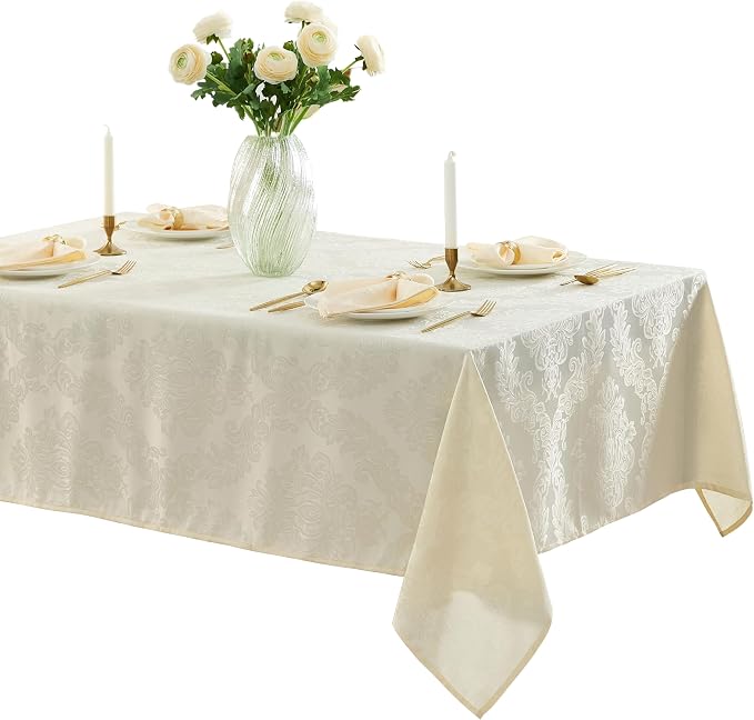 Newbridge Barcelona Luxury Damask Fabric Tablecloth, 70” Extra Wide x 168” by HomeBargainsPlus