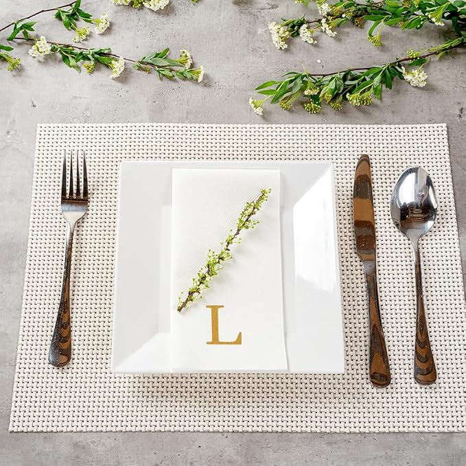 Luxenap 15.8 X 7.9 Inch Linen-Feel Guest Towels, 50 Lettered Hand Towels - Image 3