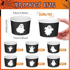 CHENGU 60 Pcs Halloween Snack Cups 9 oz Disposable Ghost Paper Ice Cream Bowls - Image 2