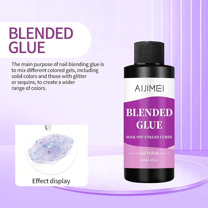 AIJIMEI 4fl.oz Clear Nail Blending Glue, Nail Polish Thinner Glue for Blending, diluting, Mixing Glitter Powder Mixer Gel Polish Dilution Color Sequins MixingGlue 120ml for Nail Designer