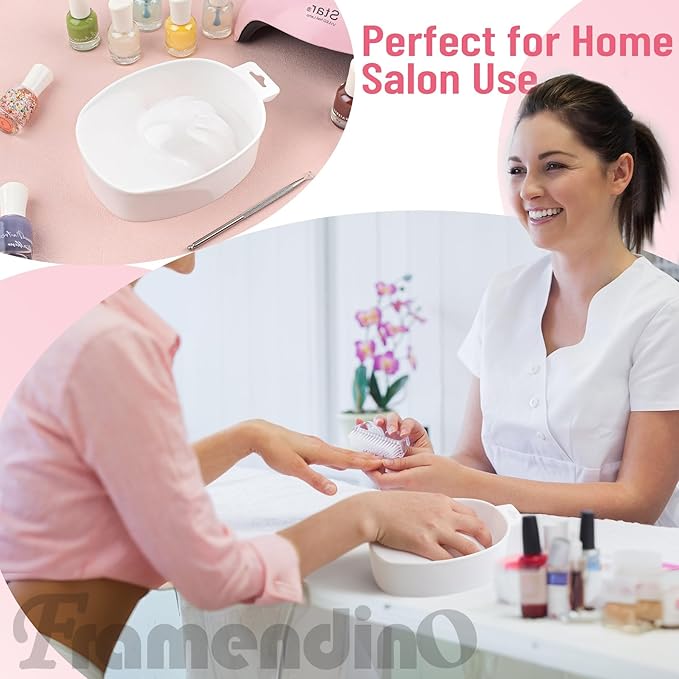 Framendino, 2 Pack White Nail Soak Tray Manicure Bowl Soaker Bowls