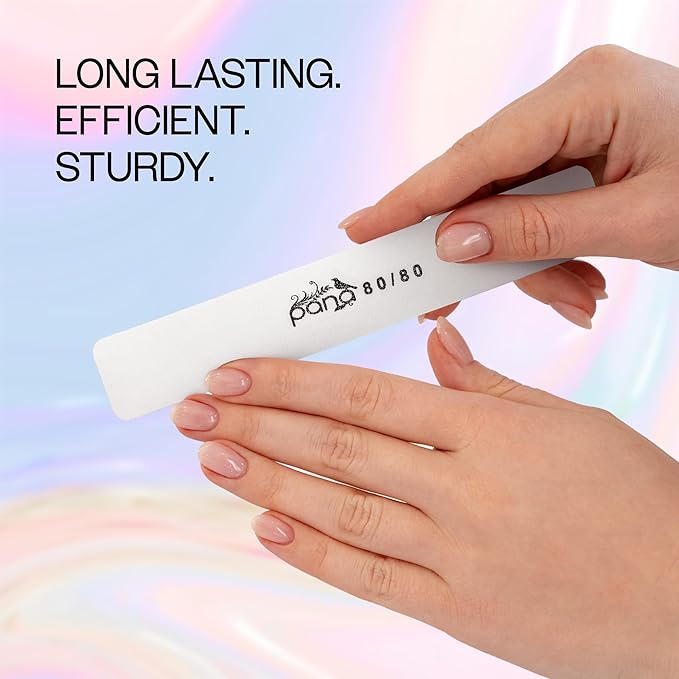 10PCS Jumbo Size PANA Professional Double Sided Nail Files - White, 80/80 Grit - Emery Board Nail Buffering File Manicure Pedicure Nail Polisher Washable