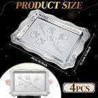 4 Pack 18.9" x 12.8" Large Silver Serving Trays - Image 2