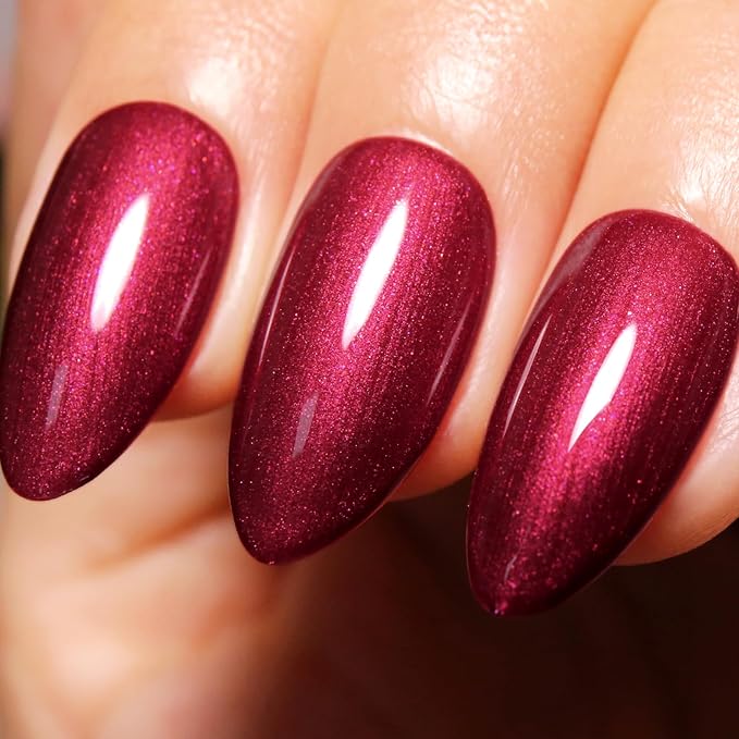 Imtiti Pearl Gel Nail Polish,0.5 Fl Oz Red Glitter Drawing Gel Polish Shell Thread Shimmer Mermaid Nail Gel Polish Soak Off UV LED for Home DIY Nail Art Manicure Salon
