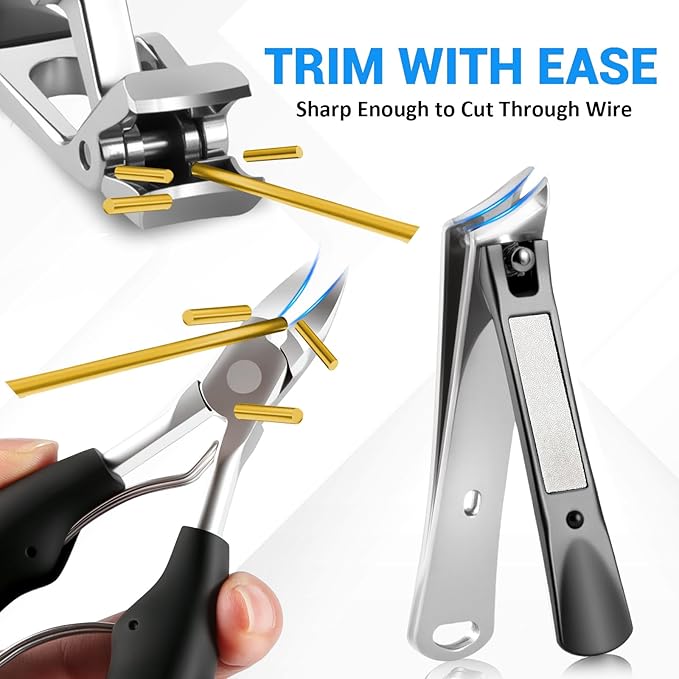 2025 Toenail Clippers for Seniors Thick Toenails, Angled Head Large Toe Nail Clippers for Thick Nails for Men, Heavy Duty Ingrown Toenail Clippers, Long Handle Slanted Nail Clippers Wide Jaw