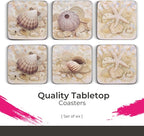 Pimpernel Shell Hunt Collection Coasters, Heat & Stain Resistant Tabletop - Image 2